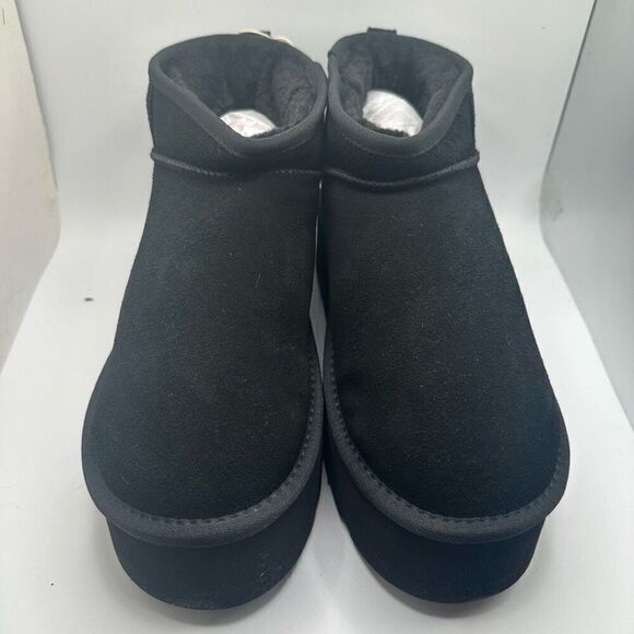 CUSHIONAIRE Women's Genuine Suede pull platform boot +Memory Foam 11 WIDE BLACK - Picture 2 of 7